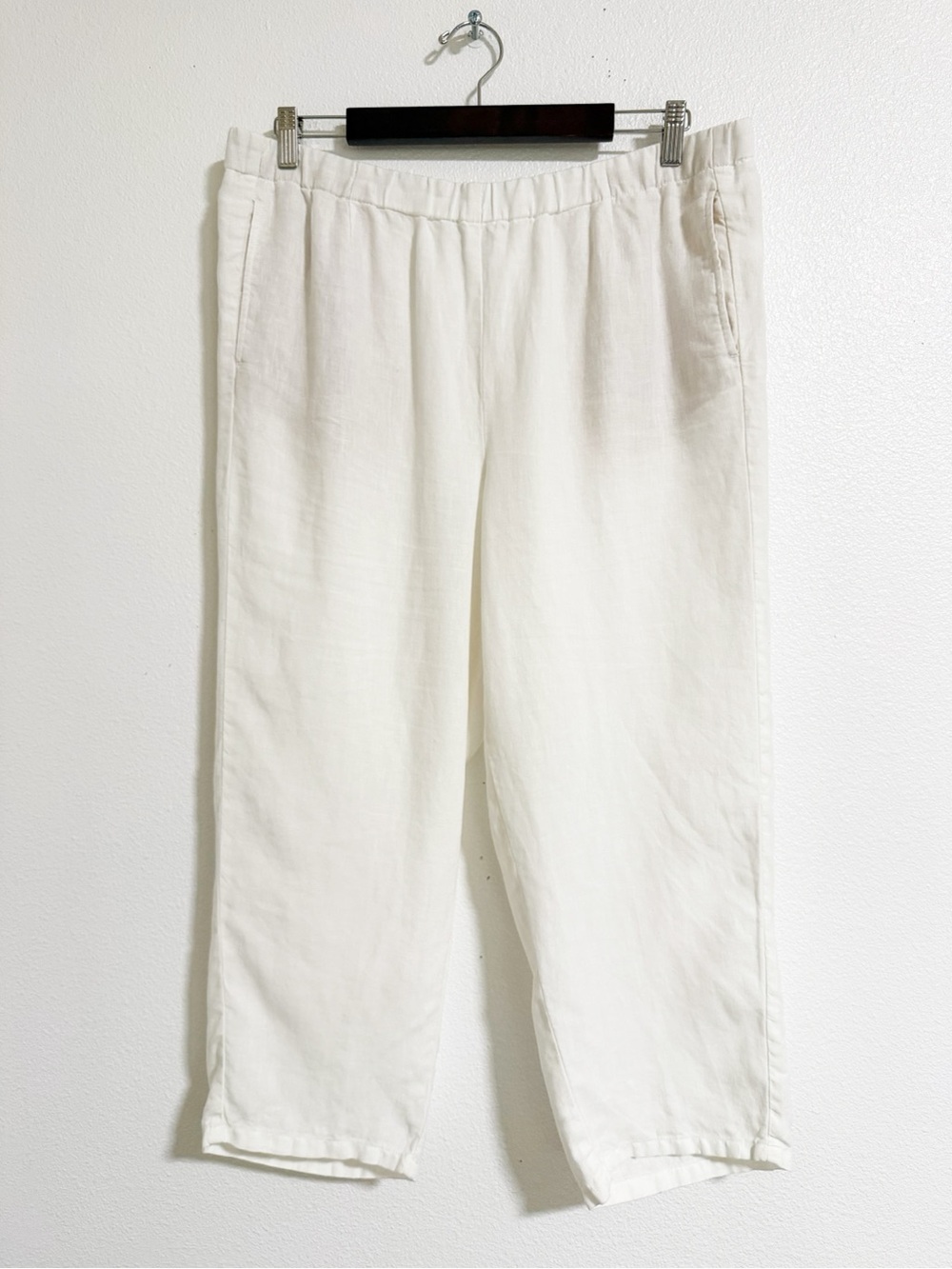 J. Jill Love Linen Pull On Cropped Linen Pants White Size L